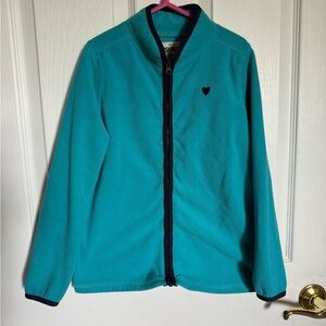 OshKosh B'gosh Blue Fleece Jacket with Black Trim & Heart on Front - Size 8 Girl